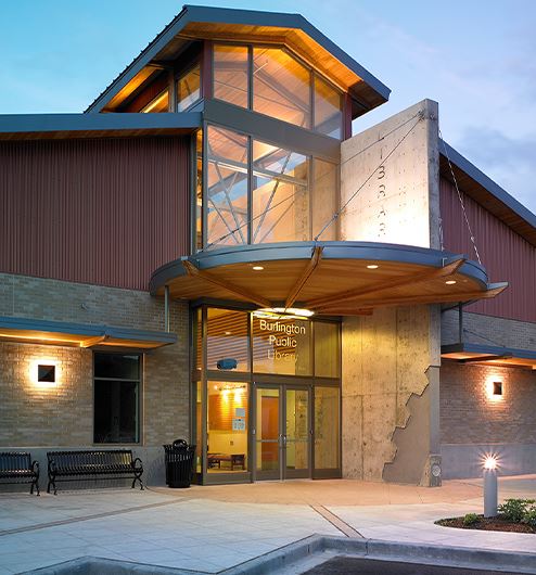 Exterior entrance of library