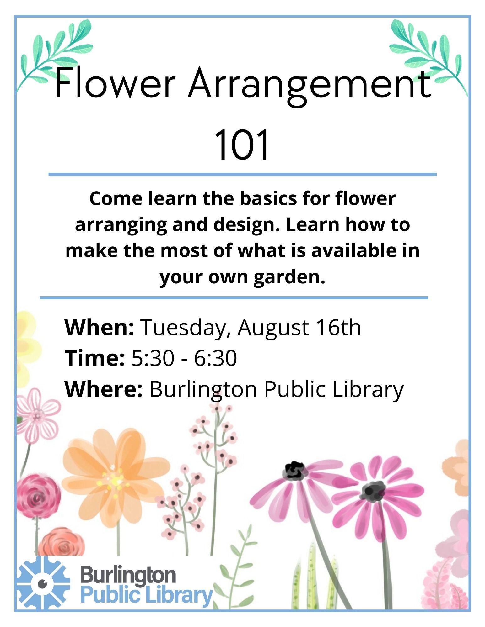 Flower Arrangement 101 Flier decorative flowers