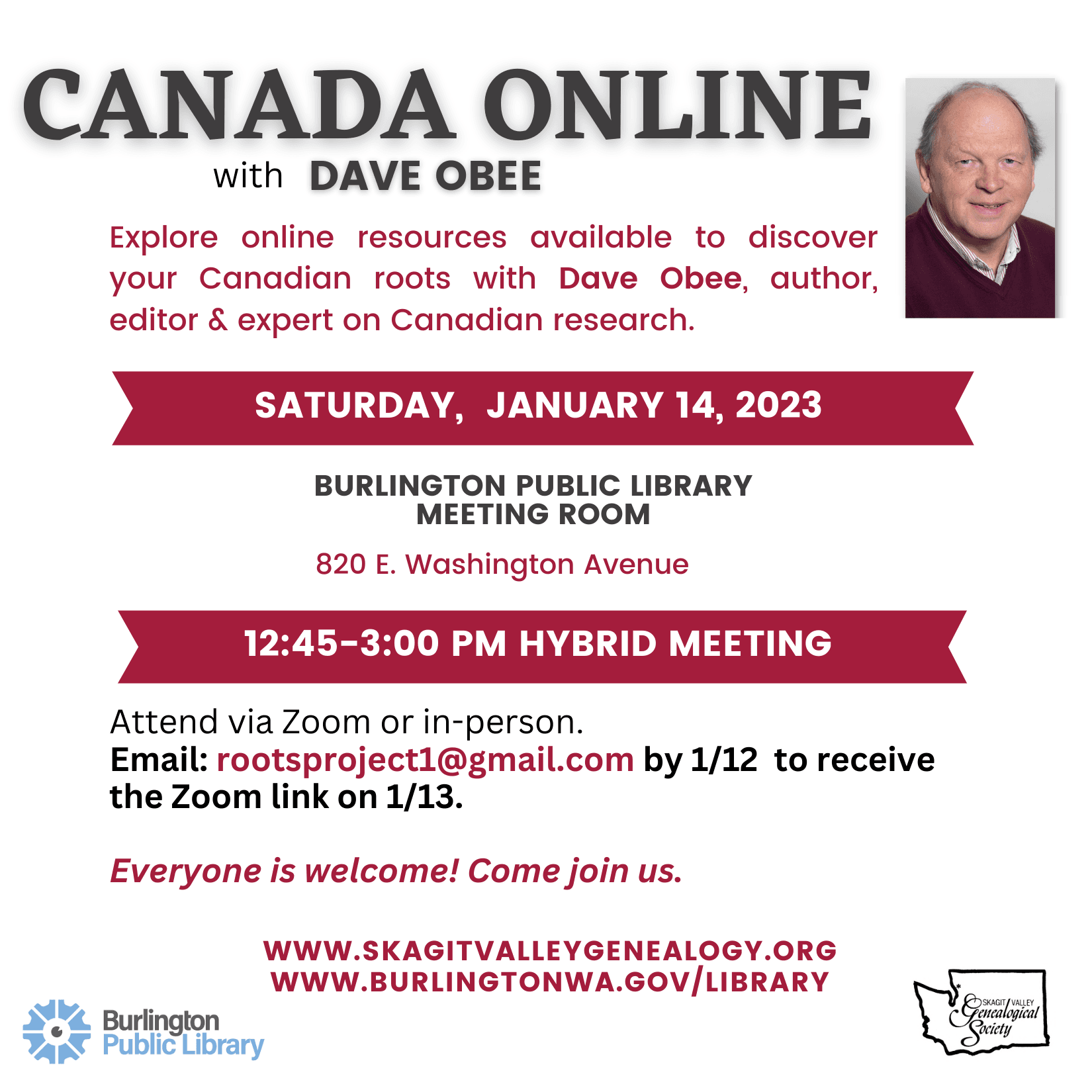 Skagit Valley Genealogical Society Flier Decorative