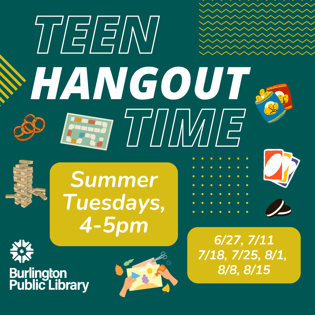 Teen hang: Tuesdays 4-5pm